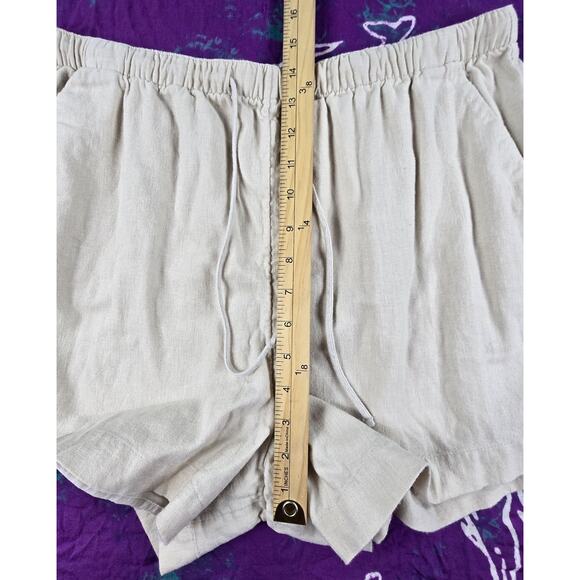 Abercrombie & Fitch Womens Linen Blend Shorts Off White Pull On High Rise L - Picture 5 of 8